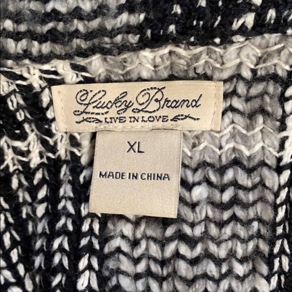 Lucky Brand Moto Sweater Jacket black/white sz XL - Picture 7 of 10